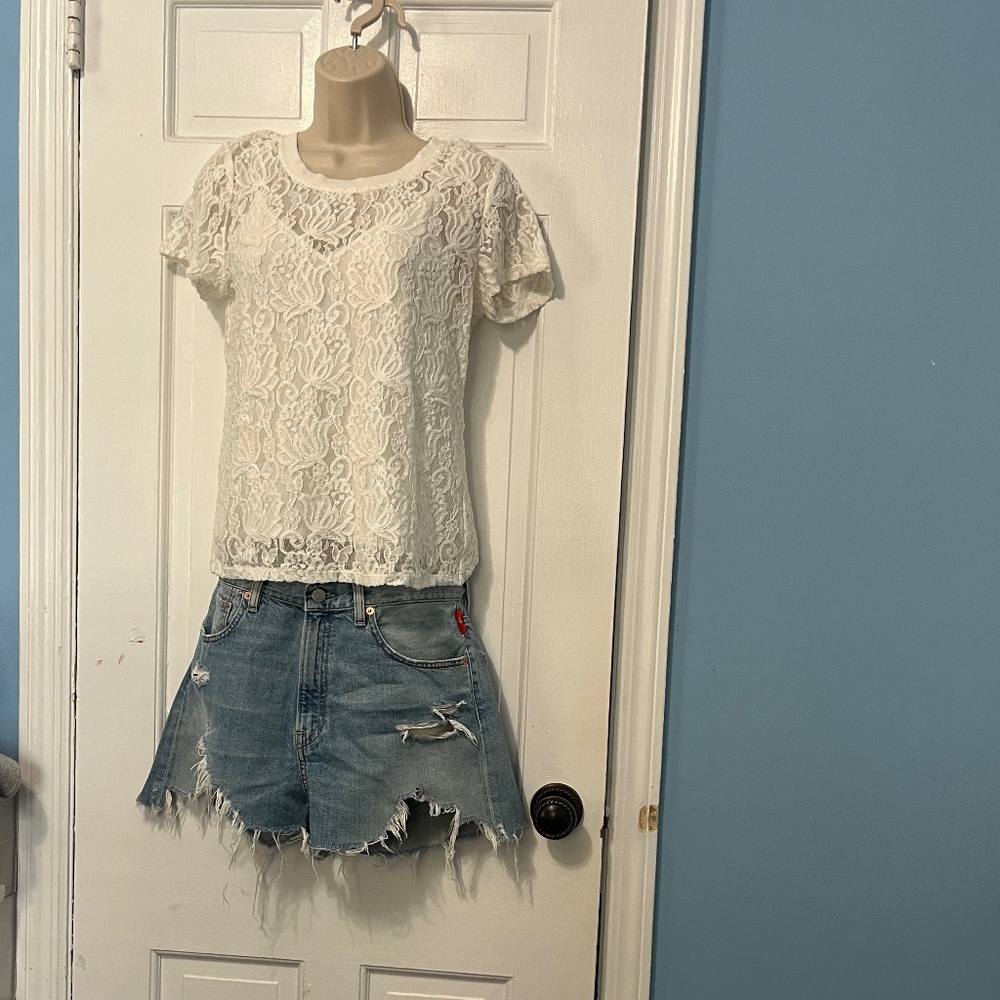 Paige White Lace Top with built in Cami